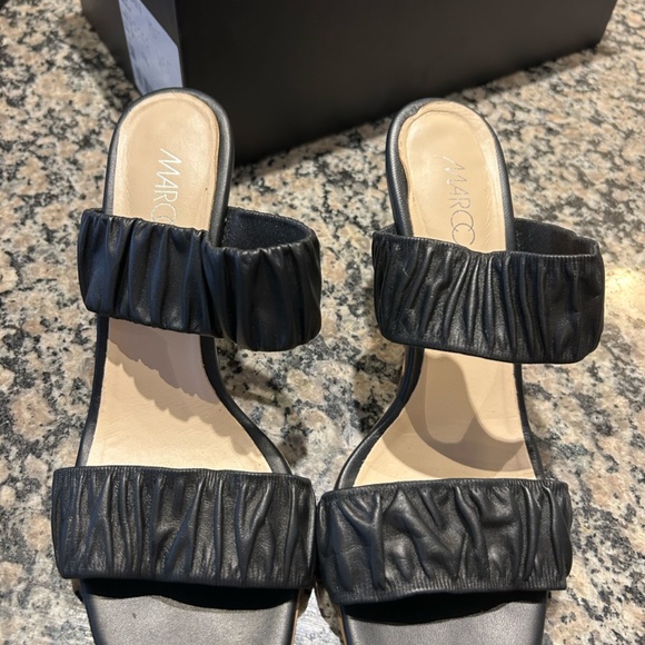 Black Marc Cain Mules with Smocked Straps - size 7.5 - Picture 5 of 8